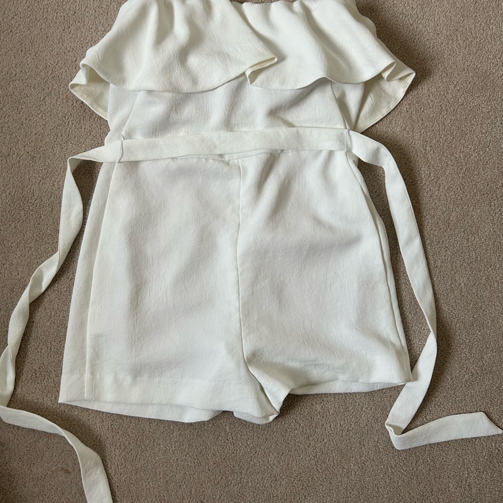 Babaton White Ruffle Romper